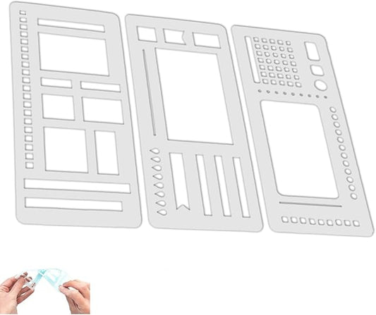 Handmade Flexible Record Template, 3-Pack Stencils Drafting Tools, Reusable Templates Planner Stencils for Journaling Checklists Boxes Lines & Daily Planning.
