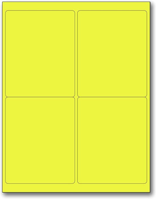 NextDayLabels - 8-1/2 x 11 Neon Color High Light Fluorescent Labels for Laser & Inkjet Printer (Yellow Fluorescent, 4 x 5-4 Per Page | 400 Labels)