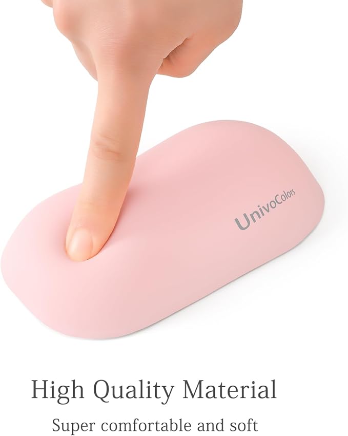UnivoColors Design-Wave Wrist Rest, Artificial Sheepskin+Memory Foam+Ergonomic+Anti-Slip Gel, Resilience Support During Work and Gaming,Mouse Accessory,Pink