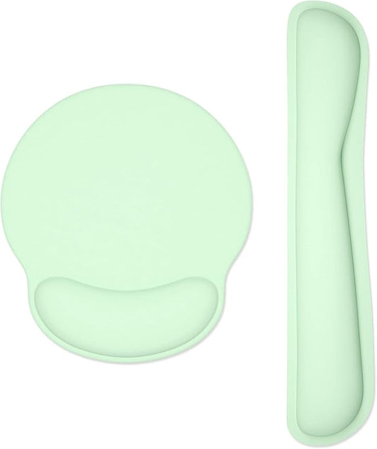 Dapesuom Keyboard Wrist Rest and Mouse Pad with Wrist Support, Memory Foam Cushion for Keyboard and Mouse Set, Ergonomic Desktop Pad Rests with Non Slip Base for Easy Typing & Pain Relief, Lake Green