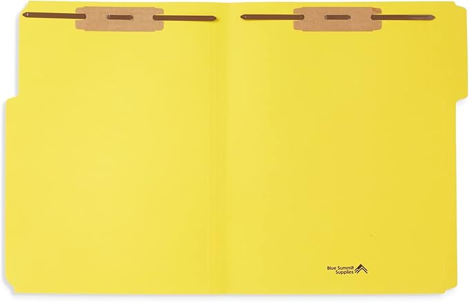 50 Yellow Fastener File Folders - 1/3 Cut Reinforced Tab - Durable 2 Prongs Bonded Fastener Designed to Organize Standard Medical Files, Office Reports - Letter Size, Yellow, 50 Pack