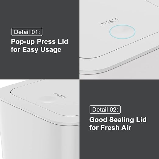 N. NETDOT 3 Pack 2.6 Gallon / 10L Bathroom Trash Can with Lid,Kitchen Garbage Can Small Trash Bin Waste Basket for Bathroom,Kitchen,Bedroom,Living Room,Office - Off White