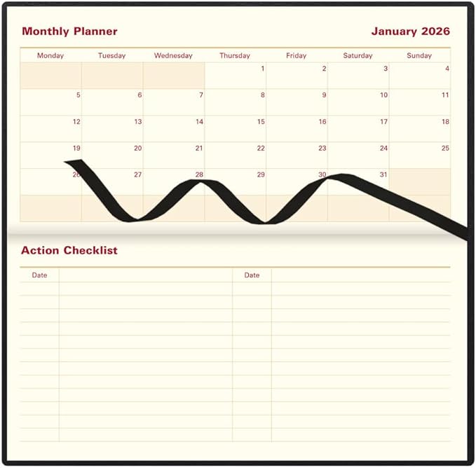 Letts of London® 2026 Belgravia Weekly/Monthly Appointment Book and Planner, 12 Months, January to December, Italian Leather, Horizontal, Slim Size, 6.625" x 3.25", English, Black (C33SBK-26)