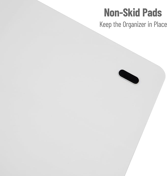 Mind Reader Cup and Condiment Station, Countertop Organizer, Coffee Bar, Kitchen, Stirrers, 17.875"L x 9.5"W x 6.625"H, White