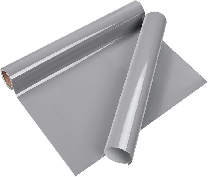 VINYL FROG Heat Transfer Vinyl Roll HTV Vinyl - 12" x5ft Grey Iron on Vinyl for T-Shirts, Heat Press Vinyl for DIY Craft Designs (Grey)
