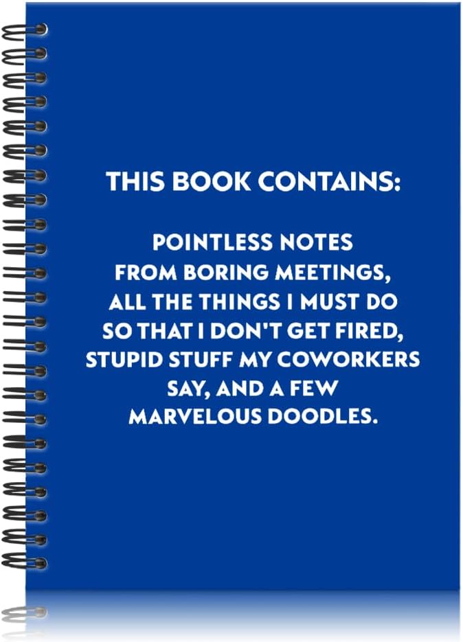 Pointless Notes from Boring Meetings Funny Dark Blue Golden Spiral Notebook, Humorous Office Gifts, Gag Gifts for Coworkers, Funny Office Sarcastic Gifts for Coworkers,Team Members, Employees