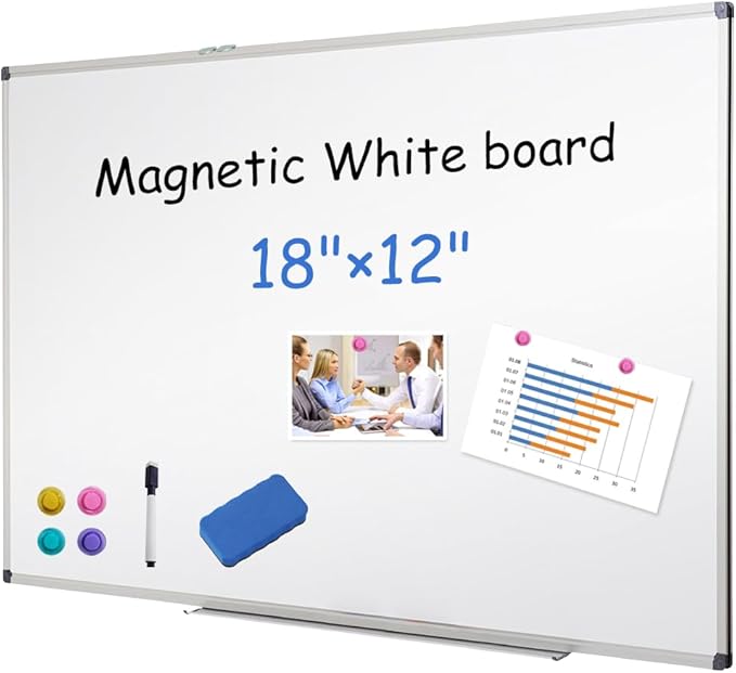 XIWODE Magnetic Dry Erase Board, Wall-Mounted whiteboard, 12 x18 inches, Exquisite Writing Board, Silver Aluminum Frame, Durable, Smooth Board Surface is Easy to Write and Clean