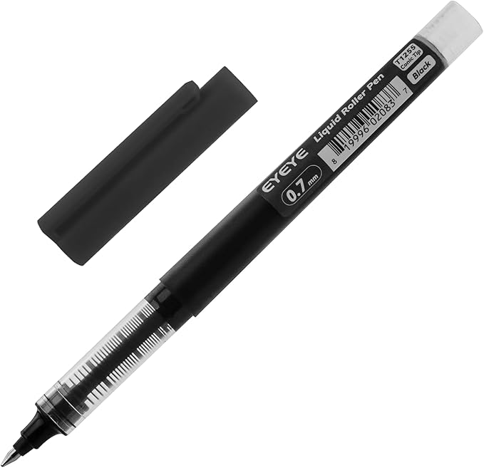 EYEYE Black Rollerball Pens 0.7mm Fine Point, 24 Pack Rollering Ball Pen Quick Dry, Liquid Ink Pen Fine Point Smooth Writing Pens for Journaling, Note Taking, Office and School Supplies