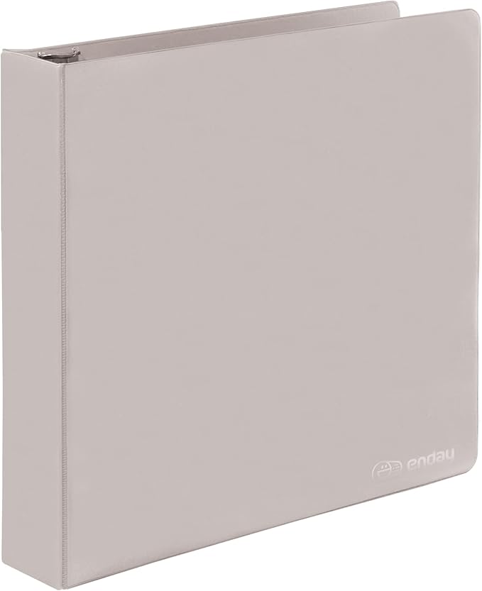 2 Inch 3 Ring Binder 2” Grey, Slant D-Ring 2 in Binder Clear View Cover with 2 Inside Pockets, Heavy Duty Colored School Supplies Office and Home Binders – by Enday