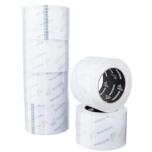 Packstrong Industrial Grade Clear Packing Tape 24 Rolls - 110 Yards per Roll - 3" Wide x 2.0 mil Thick, Acrylic Adhesive Heavy Duty Tape for Box Office Moving Packaging Shipping