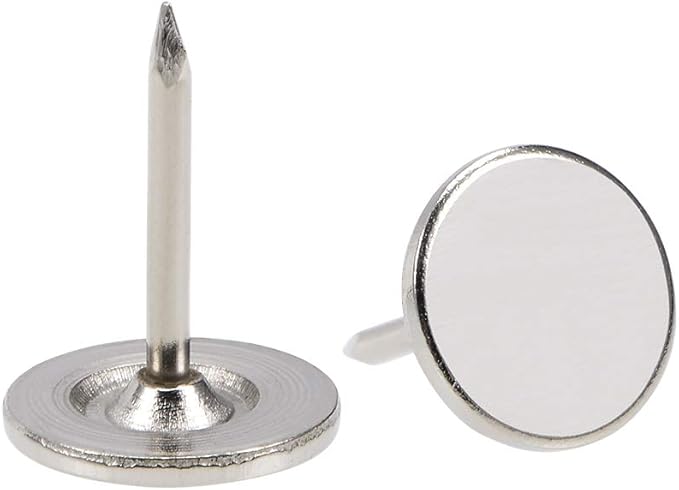 uxcell Upholstery Nails Tacks 11mmx15mm Flat Head Furniture Nails Pins Silver Tone for Furniture Sofa Headboards, 50 Pcs