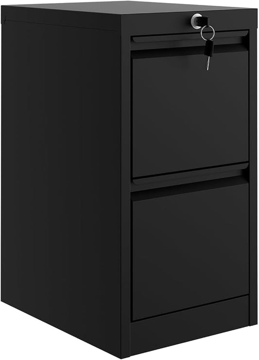 GarveeHome File Cabinet with 2-Drawer Lock - Vertical Metal Filing Cabinet for Letter/Legal Size Documents - Heavy Duty File Storage for Home Office | Requires Assembly, Black