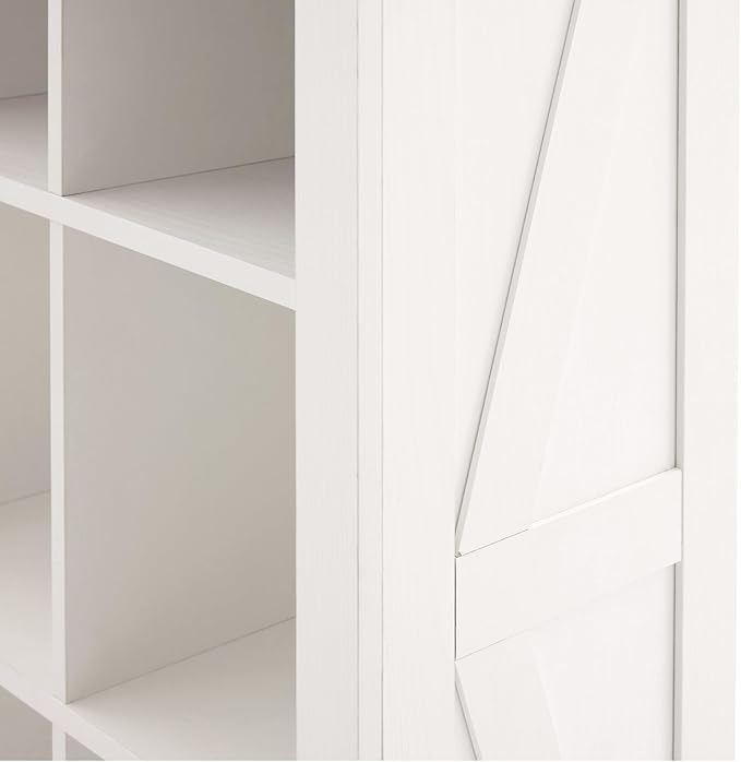 6 Cube Storage Organizer, 2 Tier Bookshelf for Living Room, Farmhouse Bookcase with Led, Kids Toy Storage Cabinet, Wall Cubby Shelves for Home Decor, Wood Display Cabinet for Bedroom, White