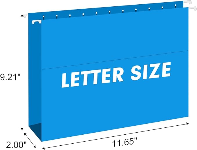Extra Capacity Hanging File Folders, RAZCC 30 Pack Letter Size Reinforced Hanging Folders with Heavy Duty 2 Inch Expansion for Bulky Files, Filing Cabinet, Adjustable Tabs, Assorted Colors