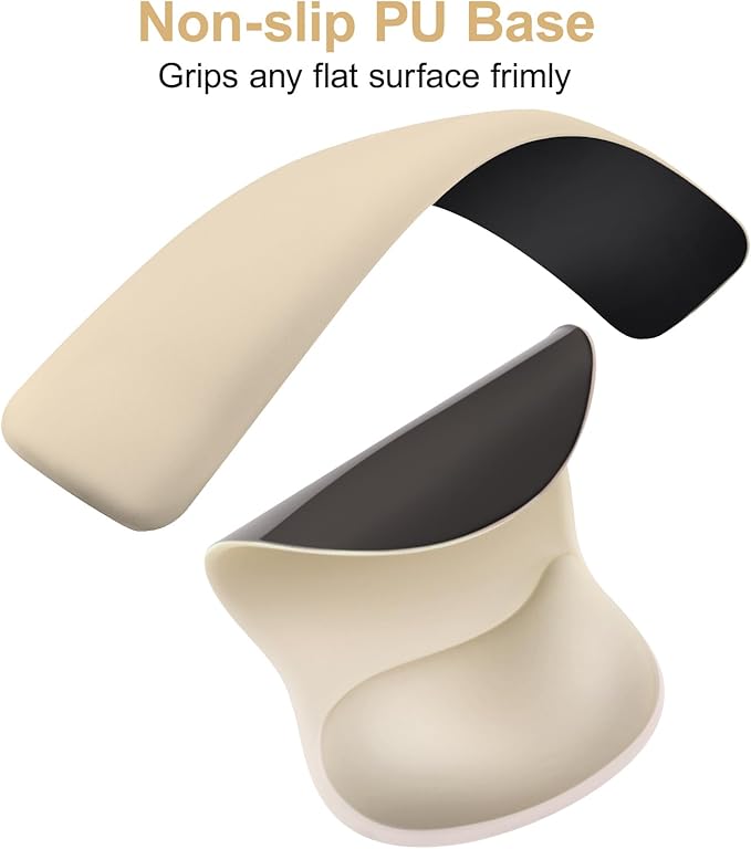 MOSISO Wrist Rest Support for Mouse Pad&Keyboard Set, Ergonomic Mousepad with Concave Curved Memory Foam, Non-Slip Base Pain Relief Comfortable Rectangular Easy Typing Pad for Home/Office, Khaki