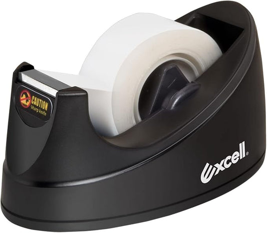 Excell EX-115BK Mini Desktop Tape Dispenser (1" core) with Adhesive Bottom, Tape Dispenser Desk for Home, Office, School and Gift Store Wrapping Purpose- 1Pack (1)