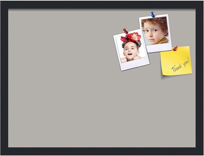 PinPix 23x17 Inch Cork Bulletin Board. This Decorative Framed Pin Board Comes with Dark Stone Design and a Satin Black Frame. Ideal for Home Office Decor or Message Board (PinPix-1808)