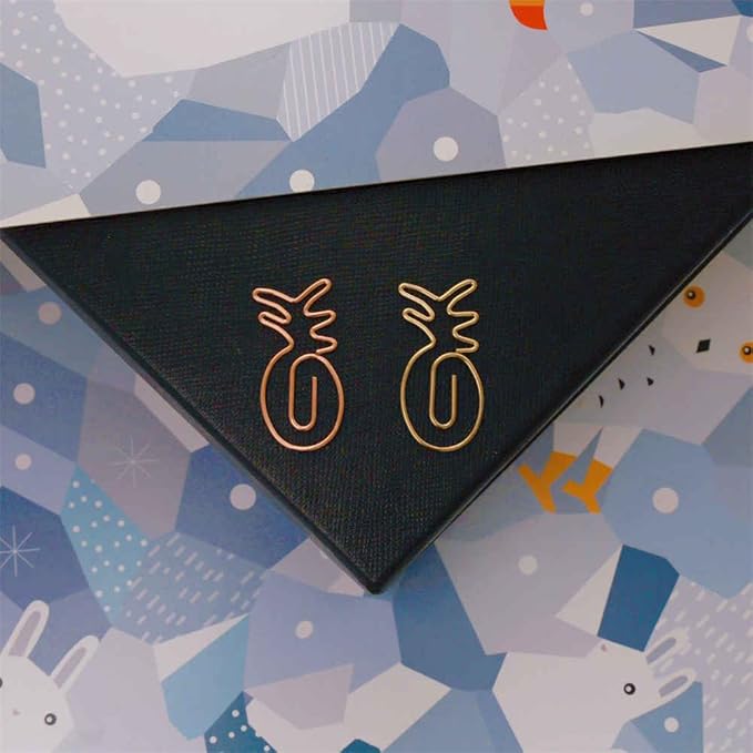 OWLFAVO 40pcs Pineapple Shape Paper Clips with Clear Box, Rose Gold and Yellow Gold, Funny Cute Paperclips Bookmarks Planner Clips for Fun Office Supplies School Gifts Wedding Decoration