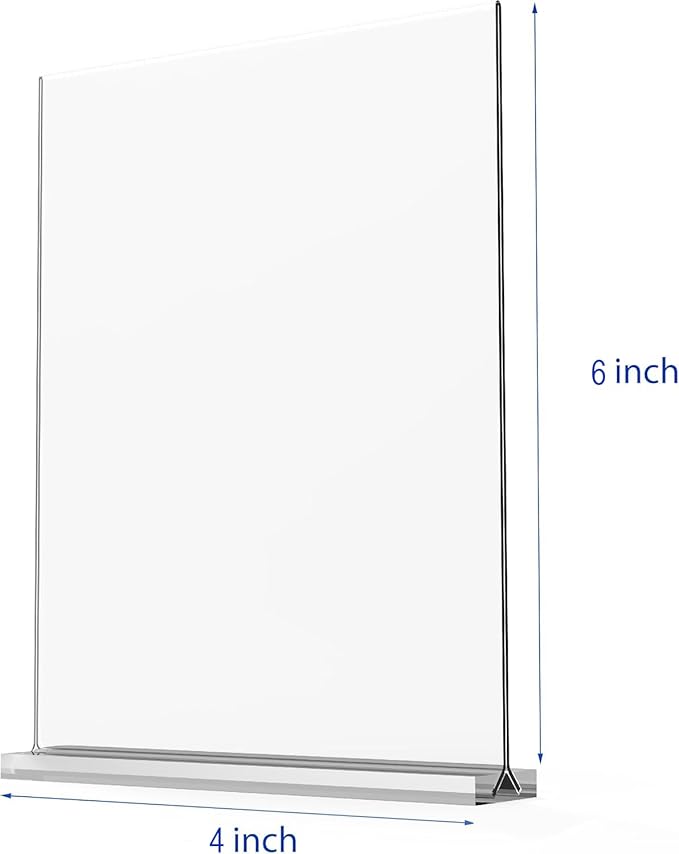 newnewshow 4x6 Inch Clear Acrylic Sign Holder, Display Stand, Plastic Card Holder for Business, Office, Retail (4x6 Inch 24 Pack)