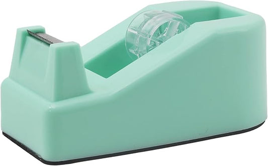 Desktop Tape Dispenser Heavy Duty Desk Accessories Floral Office Tape Dispensers, Weighted Non-Skid Base, Macaron Green