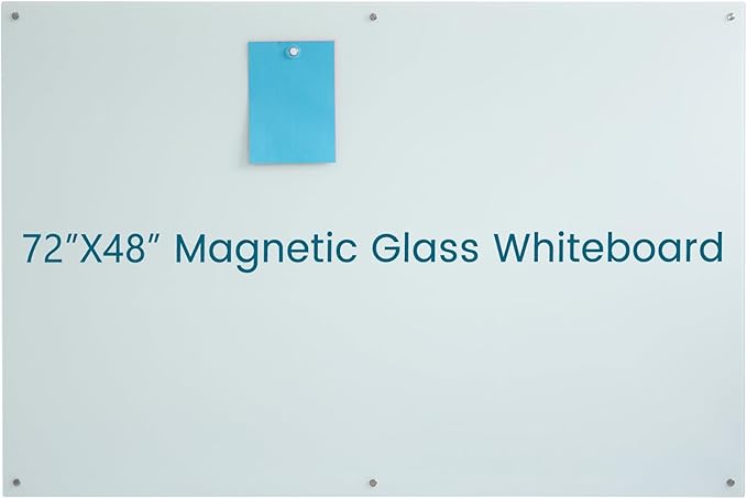 Magnetic Glass Dry Erase WhiteBoard 72"x48",Frosted Surface Glass White Board Wall Mounted for Office School Home