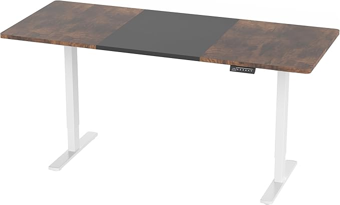 VIVO Electric 71 x 30 in Rustic Standing Desk, Memory Height Adjustment, 1B Series, Black and Vintage Brown Top, White Frame, DESK-KIT-1W7BN