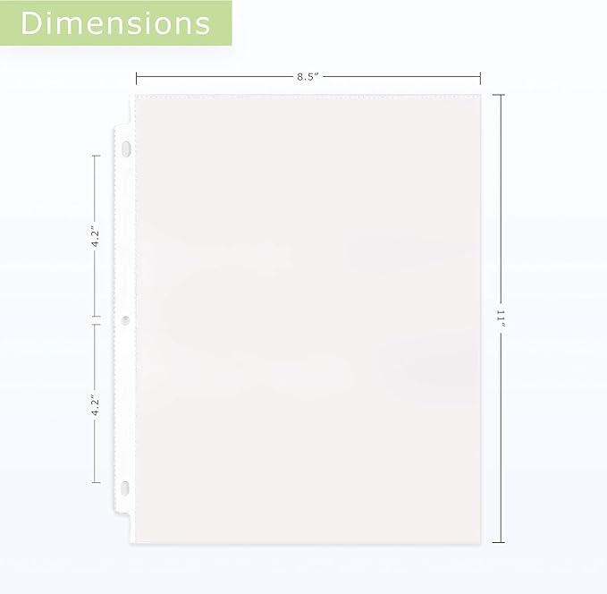 Office Werks 50 Clear Sheet Protectors for 3 Ring Binder, 8.5x11 Inch Page Protectors, Top Loading Paper Protector Sheets with Reinforced Holes, Archival Safe for Documents and Photos