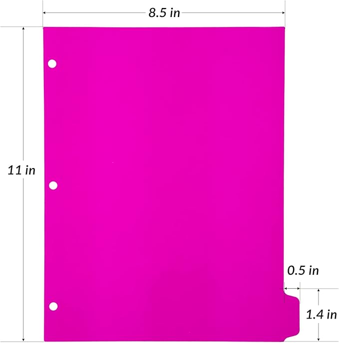 Seashell 3 Ring Binder Dividers with 8 Tabs, 3 Sets Plastic Binder Dividers for Notebooks and 3 Ring Binders, Letter Size, Durable, Assorted Colors