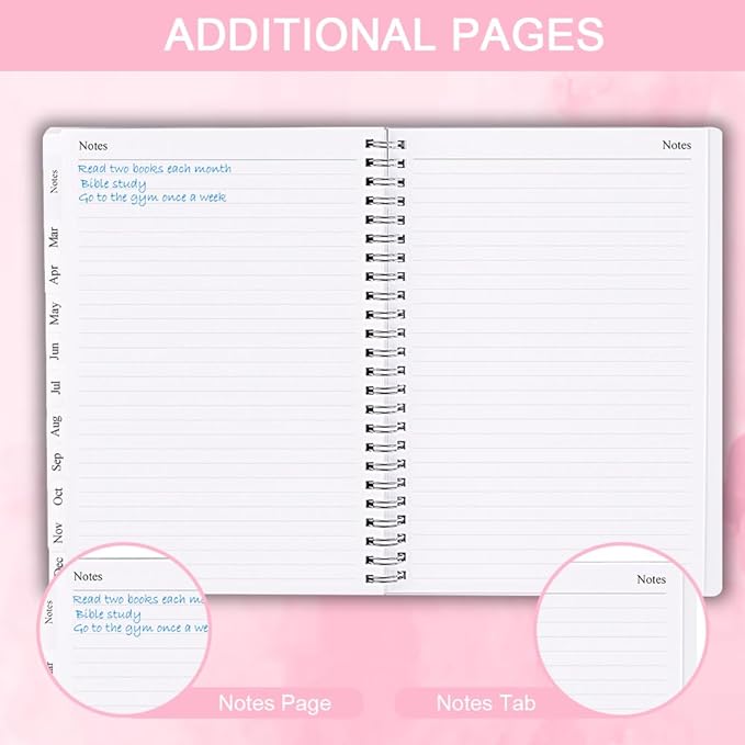 2026 Planner - Monthly Planner Runs January 2026 to December 2026, 6.25" x 8.25", 12 Monthly Tabs, 14 Notes Page, Inner Pocket, Flexible Cover with Twin-Wire Binding, Planners 2026, Pink