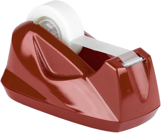Acrimet Premium Desktop Tape Dispenser, Plastic, Non-Skid Base (Heavy Duty) (Red Color)