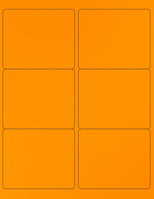 NextDayLabels - 8-1/2 x 11 Neon Color High Light Fluorescent Labels for Laser & Inkjet Printer (Orange Fluorescent, 4" x 3-1/3" - 6 Per Page | 300 Labels)