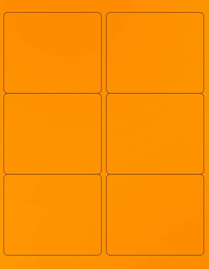 NextDayLabels - 8-1/2 x 11 Neon Color High Light Fluorescent Labels for Laser & Inkjet Printer (Orange Fluorescent, 4" x 3-1/3" - 6 Per Page | 600 Labels)