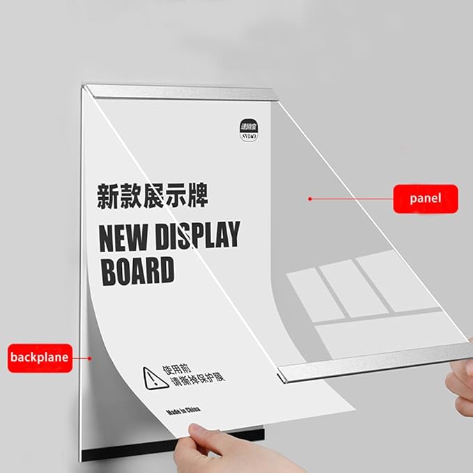 Wall Mount Acrylic Sign Holder Self Adhesive Magnetic Display Frame Clear Document Frame for Office, Store, School, Home, Wall Picture Frame (Vertical A5 148×210mm/5.83×8.27inches)