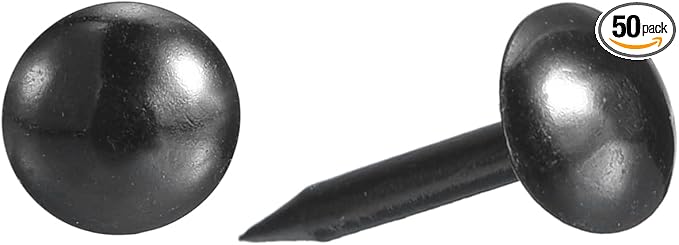 uxcell Upholstery Tacks Nail Pins Furniture, 50Pcs 7x17mm Thumb Tack Pins Assortment Kit Carbon Steel for Home Sofa DIY Decorative Nail Heads Nails, Black