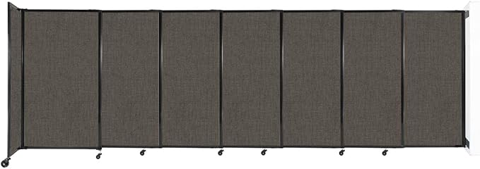 Wall-Mounted Sliding StraightWall Room Divider | Adjustable Widths | Locking Wheels | Room Separator | Up to 15'6" Wide x 5' Tall Mocha Fabric Panels
