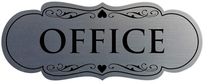 All Quality Designer Office Sign | Easy Installation - Silver - Large (1 Pack)