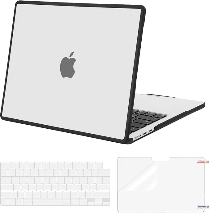 MOSISO Compatible with MacBook Air 13 inch Case 2025-2022 M4 A3240 M3 A3113 M2 A2681, Soft TPU Frame Bumper Anti-Cracking Hard Case&Keyboard Skin&Screen Film for MacBook Air 13.6 inch, Translucent