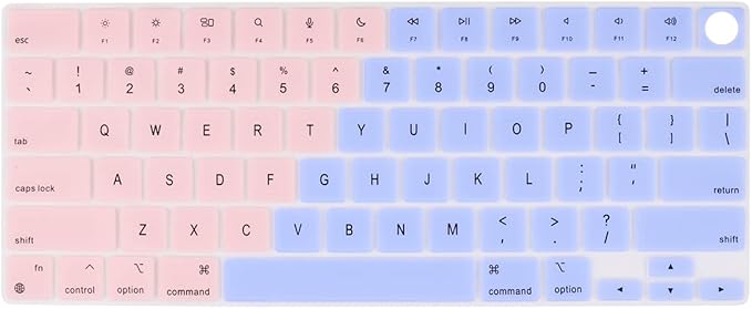 Batianda Premium Gradient Color Keyboard Cover for New MacBook Pro 14'' Pro 16'' 2024 2023 M4 M3 M2 M1 Pro/Max Chip & New MacBook Air 13 15 inch Soft-Touch Silicone Protective Skin,Pink to Blue