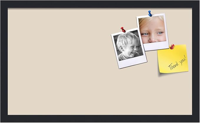 PinPix 24x14 Inch Cork Bulletin Board. This Decorative Framed Pin Board Comes with Desert Pastel Design and a Satin Black Frame. Ideal for Home Office Decor or Message Board (PinPix-1815)