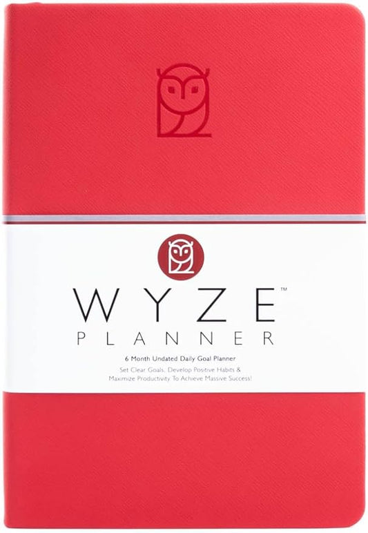 Undated Daily Planner – 6-Month A5 Productivity Organizer with Full Page Per Day, Hourly Schedule, Goal Setting, Habit Tracker, Weekly & Monthly Pages – Hardcover Time Management Notebook (Red)