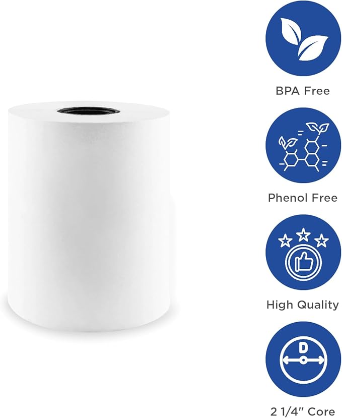 Karat 2 1/4" x 85' - 50 Rolls Thermal Paper Rolls - Phenol Free, BPA Free - Ideal for POS Receipt Printers, Cash Registers, Credit Card Machines, Mobile Printers - GS-TR225085-PF