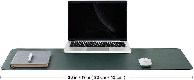 HOMIEAZICOZI Leather Desk Mat - Non-Slip PU Pad for Office and Home Organization Accessories Ideal Large Mouse Mats on Top of Desks (Dark Green,36''x 17'') (DPD-DG-L)