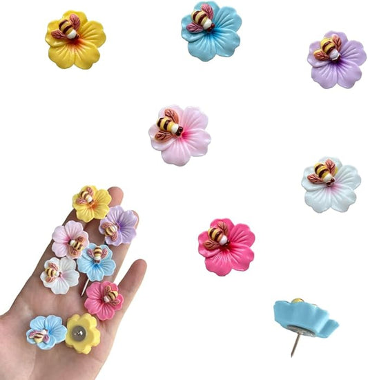 Cute bee Flower thumbtack Bulletin Board thumbtack, Soft Wooden Board thumbtack, Suitable for Classroom and Office Bulletin Board, Photo Wall Decoration thumbtack (60 Pcs)