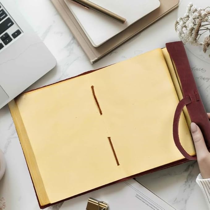 LEATHER VILLAGE Leather Bound Journal - Fuchsia, 7"X5", 220 Pages - Vintage Blank Paper Diary for Writing, Drawing, Sketchbook, and Travel Notebook - Ideal for Women and Men