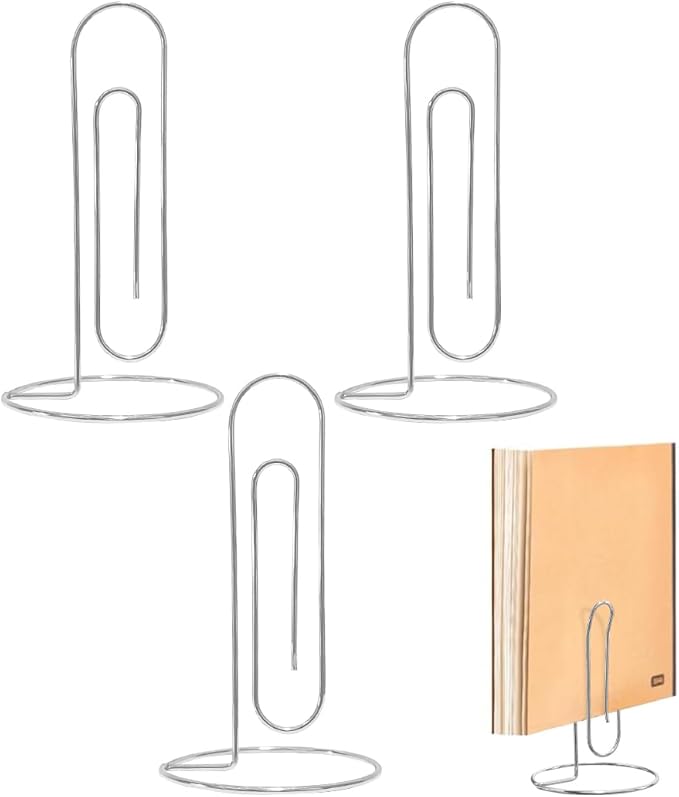 4 Pack Sliver Large Paper Clip Memo Holder for Desk,Letter Holder,Paper Stand for Desk,Letter & Bill Storage,Mail Organizer Office Accessories Desktop Message Office Decor