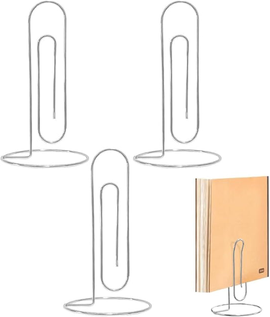 4 Pack Sliver Large Paper Clip Memo Holder for Desk,Letter Holder,Paper Stand for Desk,Letter & Bill Storage,Mail Organizer Office Accessories Desktop Message Office Decor