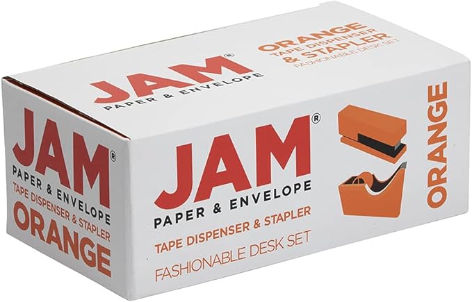 JAM PAPER Office & Desk Sets - 1 Stapler & 1 Tape Dispenser - Orange - 2/Pack