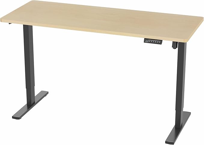 VIVO Electric 60 x 24 in Standing Desk, Memory Height Adjustment, 1B Series, One-Piece Light Wood Top, Black Frame, DESK-KIT-1B6C