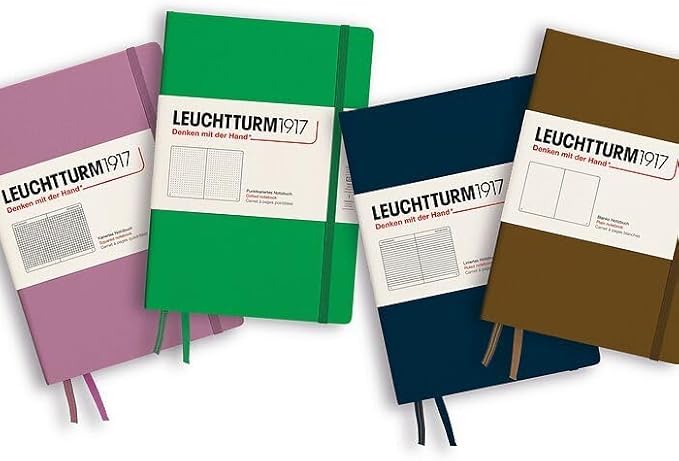 LEUCHTTURM1917 - Notebook Hardcover Medium A5-251 Numbered Pages for Writing and Journaling - Thinking Ahead (Squared Paper, Spring Leaf)