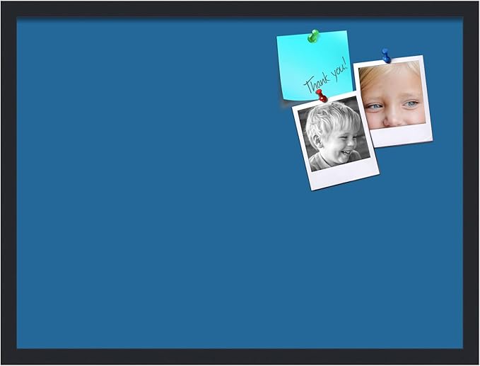 PinPix 27x20 Inch Cork Bulletin Board. This Decorative Framed Pin Board Comes with Navy Pastel Design and a Satin Black Frame. Ideal for Home Office Decor or Message Board (PinPix-1811)